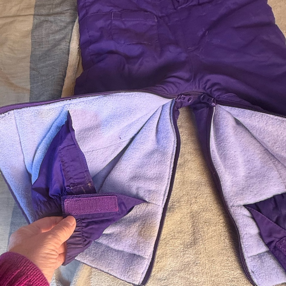 1989 Place Kids Purple Quilted Snow Bib Ski Pants Size 24M - Picture 8 of 11